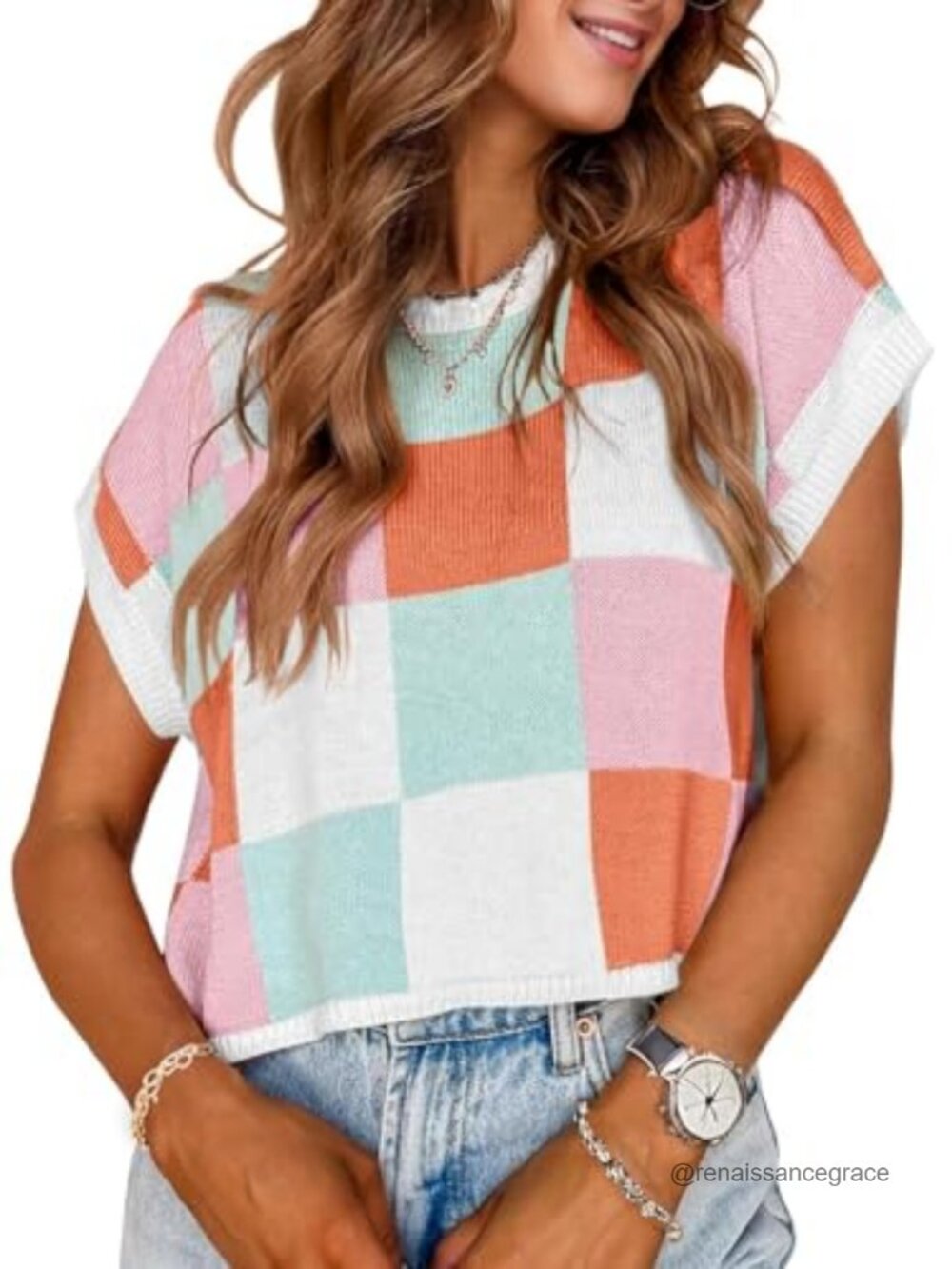 Womens Crop Sweater Pullover Cap Sleeve Knit Top Casual